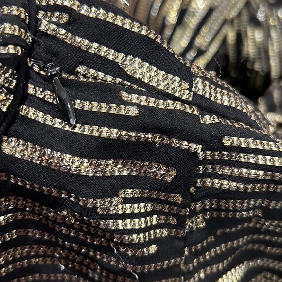 Ba&sh Nixon Metallic Silk Blend Empire Gown size small Black gold- Repaired - Picture 6 of 16